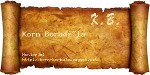 Korn Borbála névjegykártya